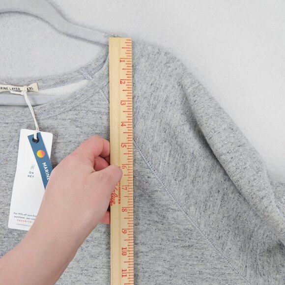 Marine Layer Sweater Mens XXL Heather Gray Sherpa Crew Neck Pullover Casual NEW - Picture 7 of 13